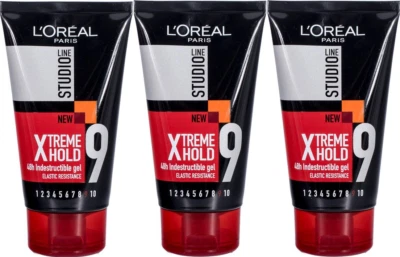 Loreal Studio Xtreme Hold Indestructible Hair Gel Elastic Resistance 150ml x 3