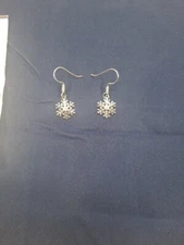New Silvertone Snowflake Pierced Earrings