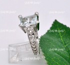 14k Solid White Gold Cocktail  Aquamarine Natural Diamond Ring — photo 4