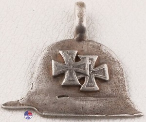 German pendant WW1 Double Iron Cross 800 stamped Silver WW2 Stahlhelm WWI WWII