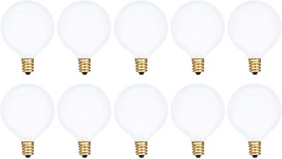[10 Pack] Simba Lighting  Globe G16.5 Round Bulb 25W E12 Candelabra Base Frosted