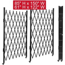 Foldable Security Gate 85"x150" / 61"x122" Driveway Fence Barricade with Casters