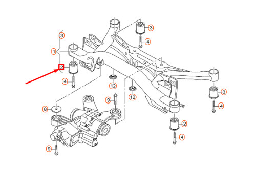 NEW AUDI A1 8X REAR SUPPORT FRAME REAR BODED RUBBER BUSH 5Q0505145F OEM ...