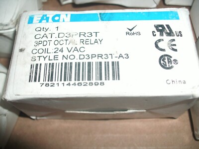 EATON D3PR3T 3PDT OCTAL RELAY 24VAC COIL - 2 AVAILABLE