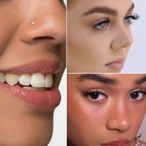 6PCS Push in Threadless Flat Back Earrings Studs Tragus Lip Piercing Jewellery - Picture 6 of 14