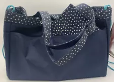 Thirty-One Soft Utility Tote Navy Dancing Dot - Lightly Used - 17.5 x 13 x 11”