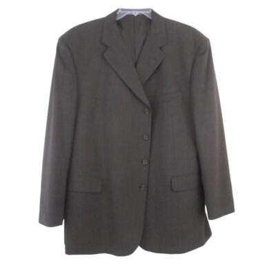 Vanetti 2 Piece Brown Suit Pleated Pants sz 50R 4 Button Closure Subtle Plaid