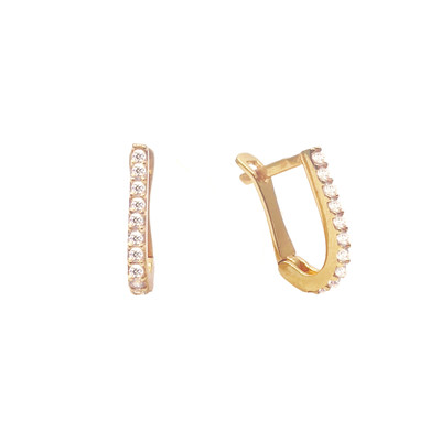 22 Karat Gelbgold einzelne Reihe runde Zirkonia Huggies Creolen