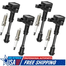 4X OEM New Ignition Coil & Iridium Spark Plugs For Ford Escape Fiesta 1.6L UF674