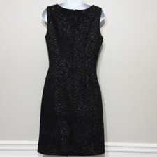 Tahari Arthur women tweed sheat mini black metallic dress women 6 event holiday