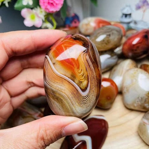 Natural Sardonyx Red Agate Quartz Crystal Energy Polished Tumbled Stone Healing - Picture 2 of 24
