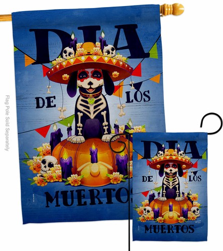 Día de Muertos Dog Garden Flag Falltime Day of Dead Decorative Yard House Banner - Picture 4 of 19