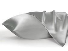 King Size Satin Pillowcases / Silver Set of 2
