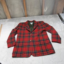 Pendleton Blazer Womens Small Red Plaid Wool Button Front Casual USA Made VTG