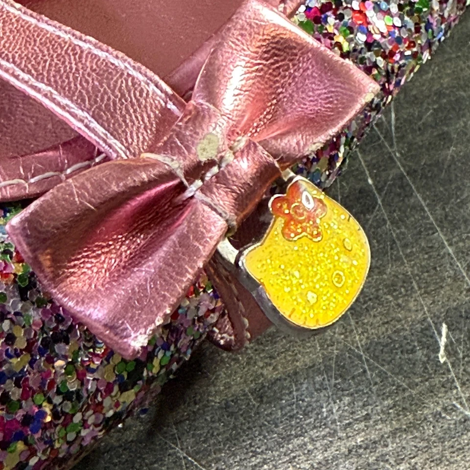 Girls Hello Kitty Glitter Ballet Flats Pink Bow Charm Toddler Size 12 - Image 2 of 4