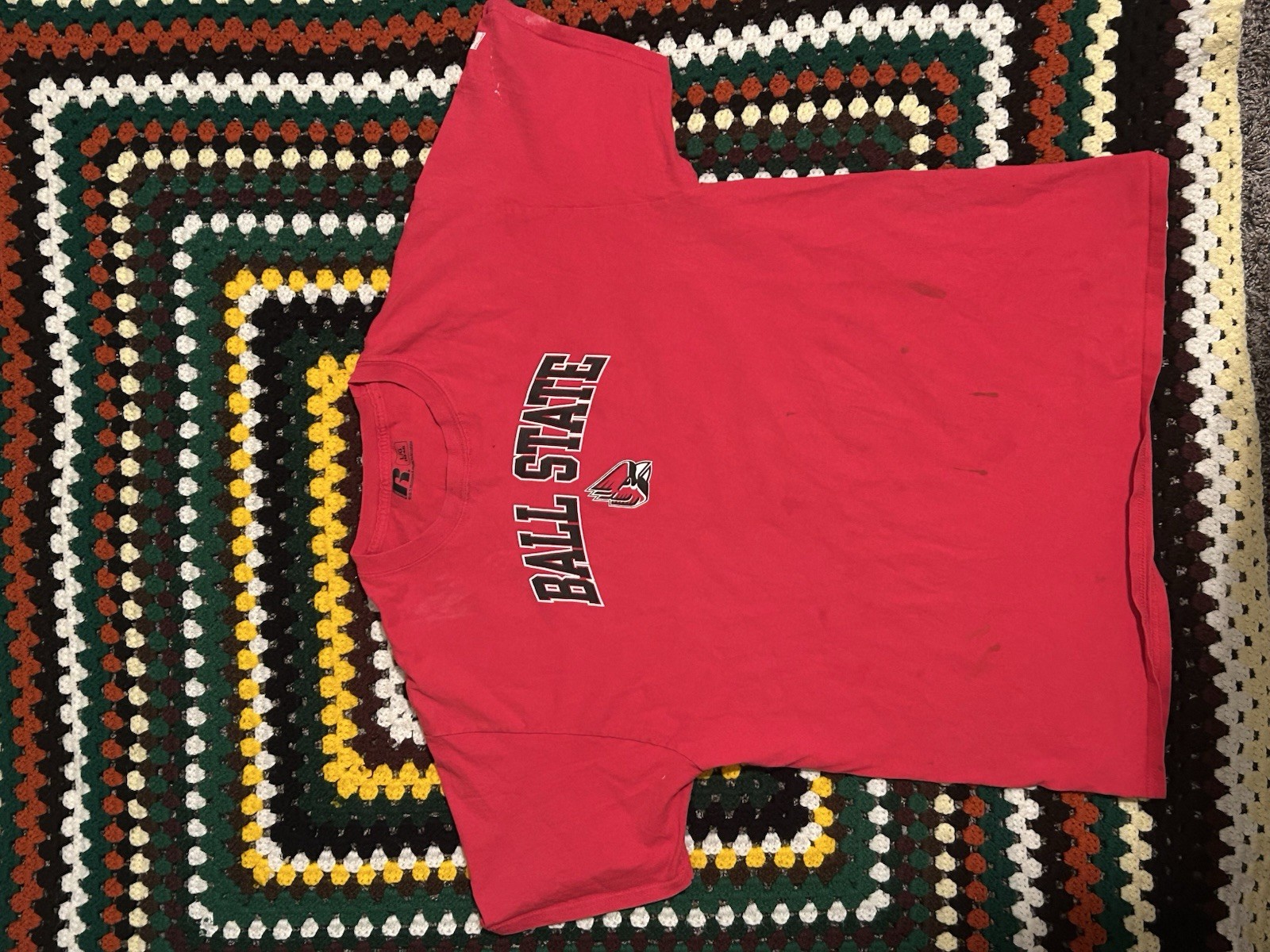Ball State University Red and Black Cotten Tee Size Large Short Sleeve