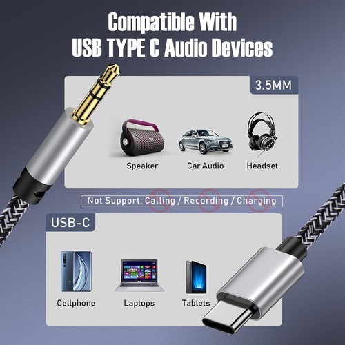 Type C Aux Cord for iPhone 16 Pro Max 15 Plus, USB C to 3.5mm Audio Jack... - Picture 5 of 7