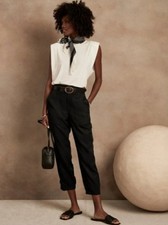 Banana Republic Soft Lyocell Utility Pants Tie Waist Belt Crop Size 2 NWT 110