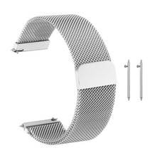 24mm Stainless Steel Mesh Watch Band with Magnetic Buckle Silver