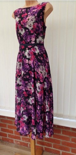 HOBBS CARLY SHEER PURPLE PINK CHIFFON 50'S FLARE MIDI MAXI DRESS 12 RRP £169 - Picture 18 of 19