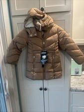 Girl's DKNY Carmel Brown Puffer Coat SZ 4 New With Tags Retail 130