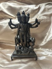 Vintage Lord Dattatreya Statue 6.5” Heavy Hindu Brahma Vishnu Shiva Figure