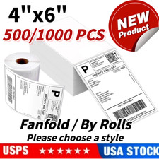 4"x6" Direct Thermal Shipping Labels for Zebra Rollo Printers Fanfold and Rolls 