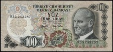 T&uuml;rkei 1970 Banknote 100 LIRE T&uuml;rkei 100 Turk Lirasi MF135290