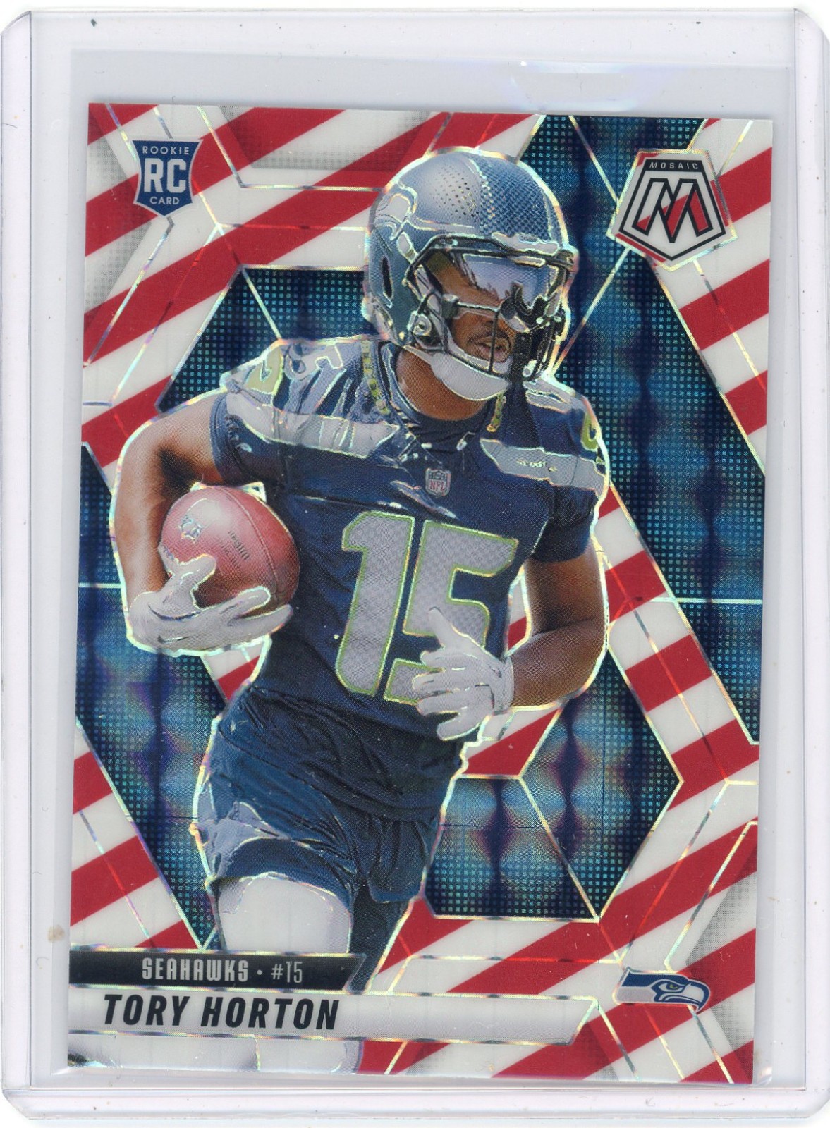 Tory Horton 2025 Panini Mosaic #396 Rookie Seahawks Mosaic Red White Stripe RC