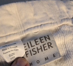 Eileen Fisher Home KING Size Ecru Ivory Organic Cotton Puckered Bedspread