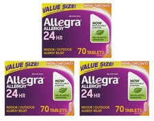 Pack 3 Allegra 24-hour Indoor and Outdoor Allergy Relief 180 mg 70 Tablets 04/26