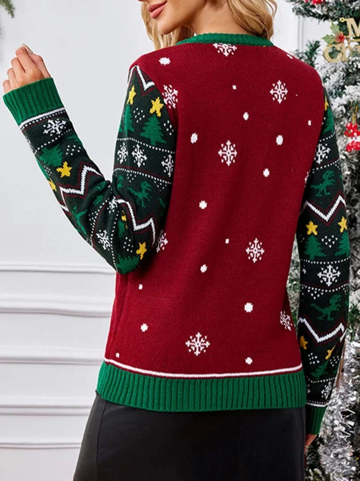 Suéter Feo Navidad Navidad Suéter Mujeres Dinosaurio Año Nuevo Suéteres Pullover Para Foto 2 de 4