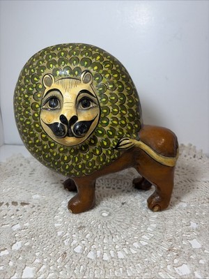 Sergio Bustamante signed Lion papier-mâché MCM collectible