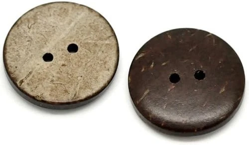 100pc 7/8" (23mm) Brown Coconut Shell 2 Holes Sewing Buttons - Image 3 of 3