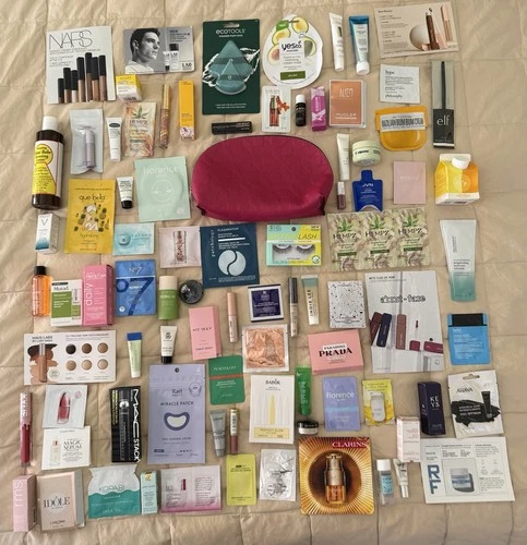 85-pc Mixed Beauty Product Lot Skincare Makeup Perfume Mini Travel Sample + Bag - product listing photo