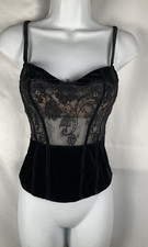Victoria Secret Very Sexy Women’s Size M Black Velvet Floral Lace Corset Top