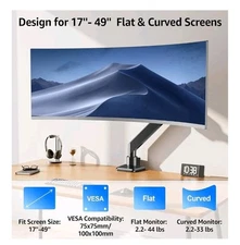 Heavy Duty Monitor Arm for 49 inches, 44 lbs Curved Screens Ultrawide Vesa Mount