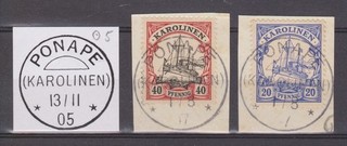 Kolonien "Karolinen" Mi.Nr. 10 und 13 mit Voll Stempel "Ponape" beide geprüft!