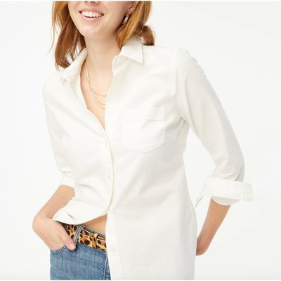 J.Crew Petite Button Up Oxford Shirt Signature Fit Cotton White Classic SP NWT