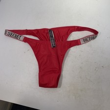 Victorias Secret HOT Colors Logo Shine Strap Brazilian Panties Large Red Sequin