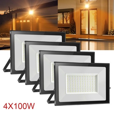 4X 100W LED Fluter Strahler Scheinwerfer Flutlicht Außenleuchte Garten Warmweiß