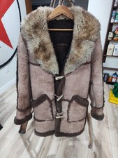 Vtg Mens Brown Shearling Sheepskin Coat Yellowstone Marlboro Man Ranch Sherpa 36