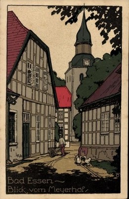 Steindruck Ak Bad Essen in Niedersachsen, Blick vom Meyerhof - 10957341