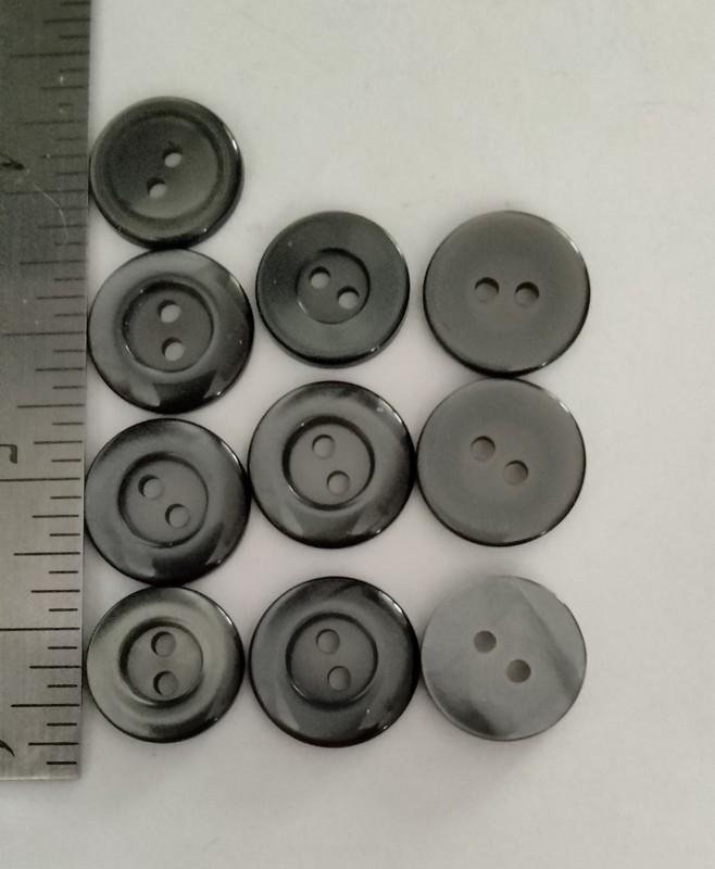 Vintage Gray Marbled Plastic Buttons 2-Hole Sew Through Rimmed Coat Jacket 7/8"