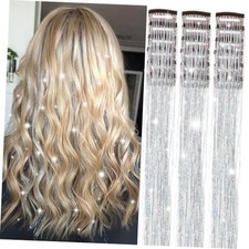 18-Piece Silver Hair Tinsel Clips - 20 Inch - Silver 