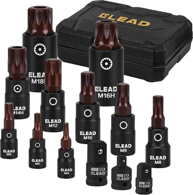 13-Piece XZN Triple Square Spline Bit Impact Socket Set - Premium S2 M4-M18 