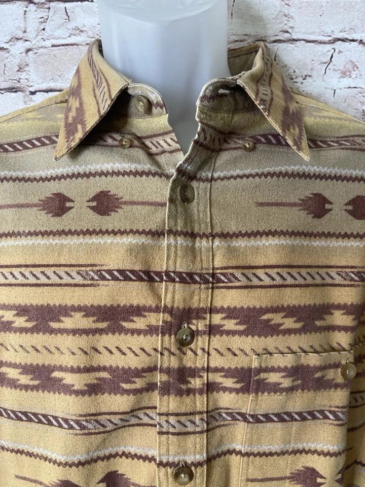 Cabela's Chamois Deerskin Soft Flannel Button Shirt Mens Aztec Southwestern L - Image 3 of 4