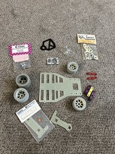 Team Associated RC12 1/12 Fiberglass Chassis Vintage & Grey Wheels & Parts Lot! 