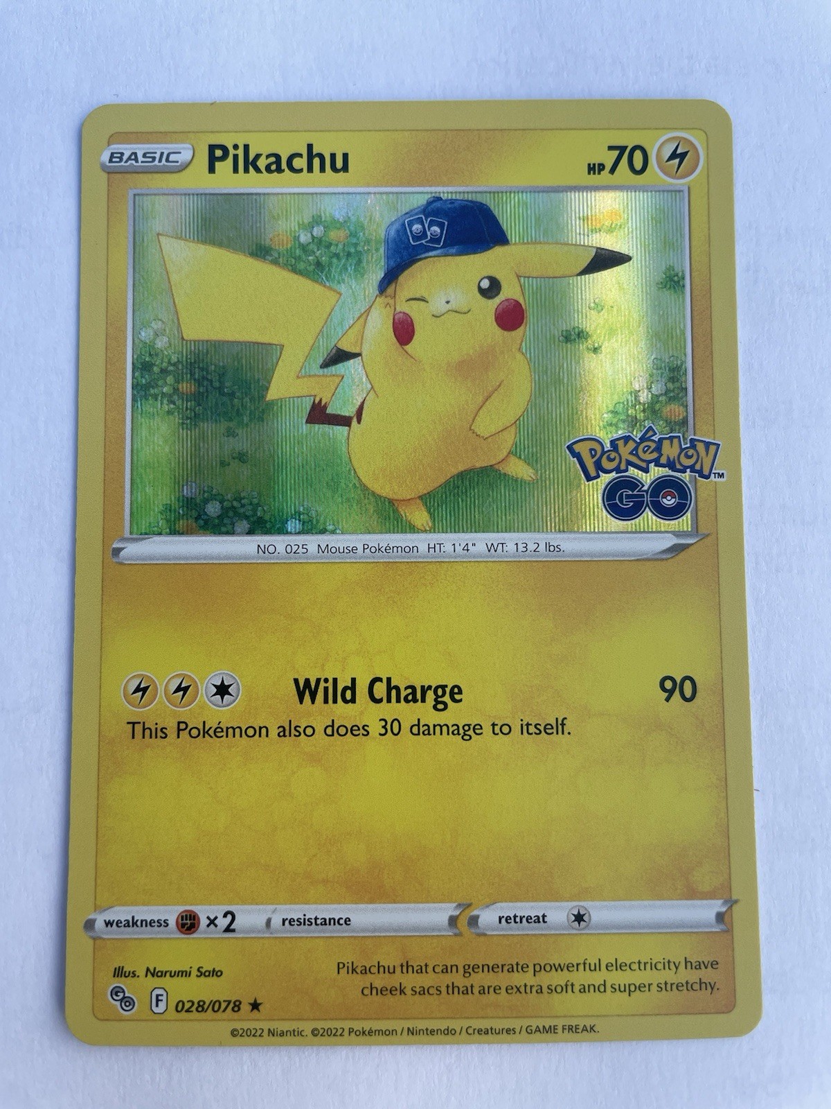 Pokemon Pikachu Holo Card Ultra Rare 28/78 Pokemon Go