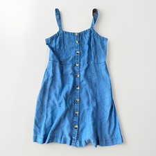 Loft Ann Taylor Blue Chambray Linen Blend Dress Size 12
